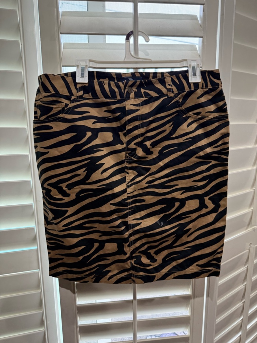 American Living Y2K Zebra-Print Skirt in Black and Tan